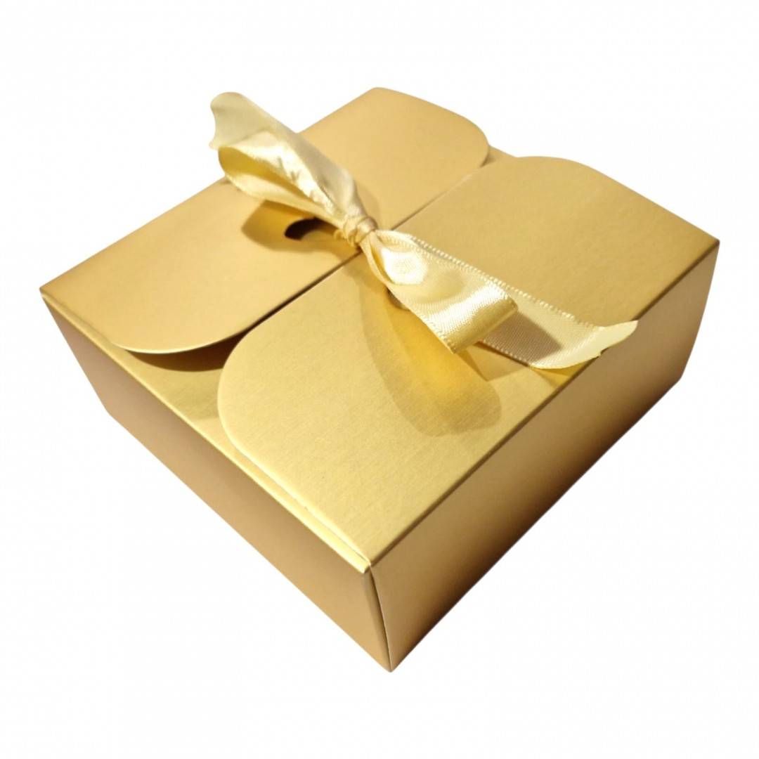 Set 12 Cutii Aurii cu Autoformare și Fundita Asortata, 12x12x5 cm