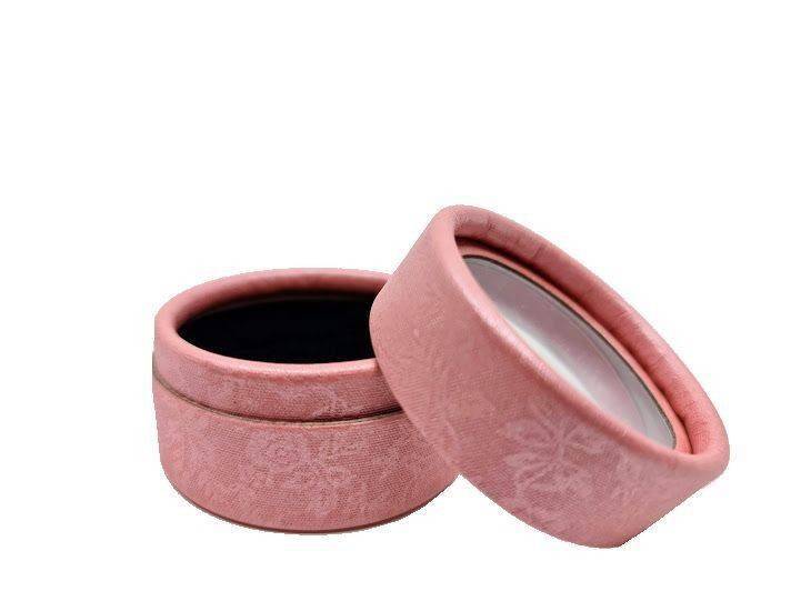 set 12 cutii cilindrice cu capac transparent detasabil, interior catifea neagra, cutie pentru bijuterii, martisoare , diametrul 9 cm