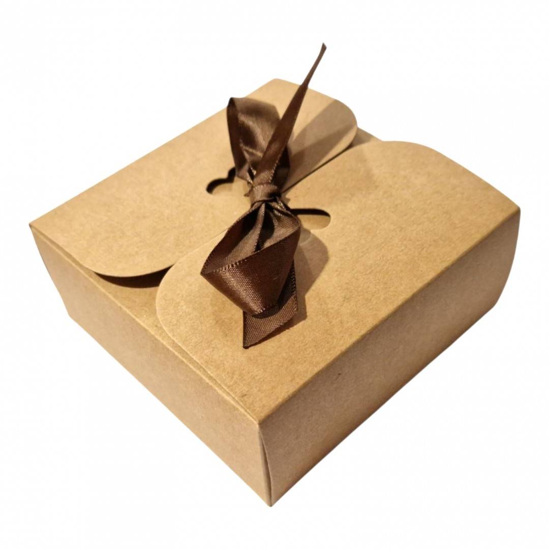 Set 12 Cutii Kraft 12x12x5 cm cu Funda Maro Inclusa