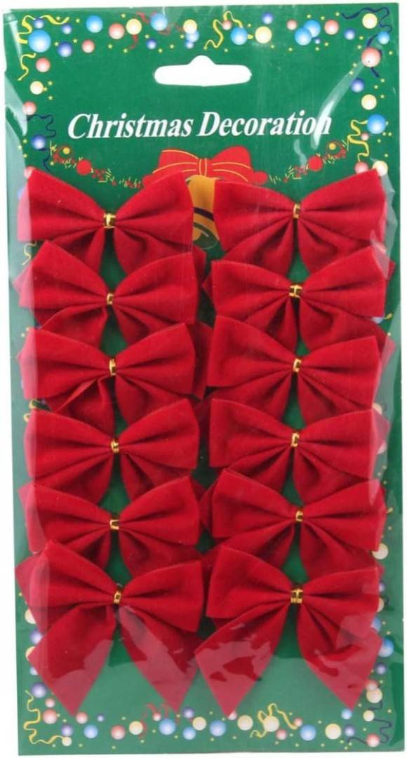 Set 12 fundite decorative rosii pentru Craciun