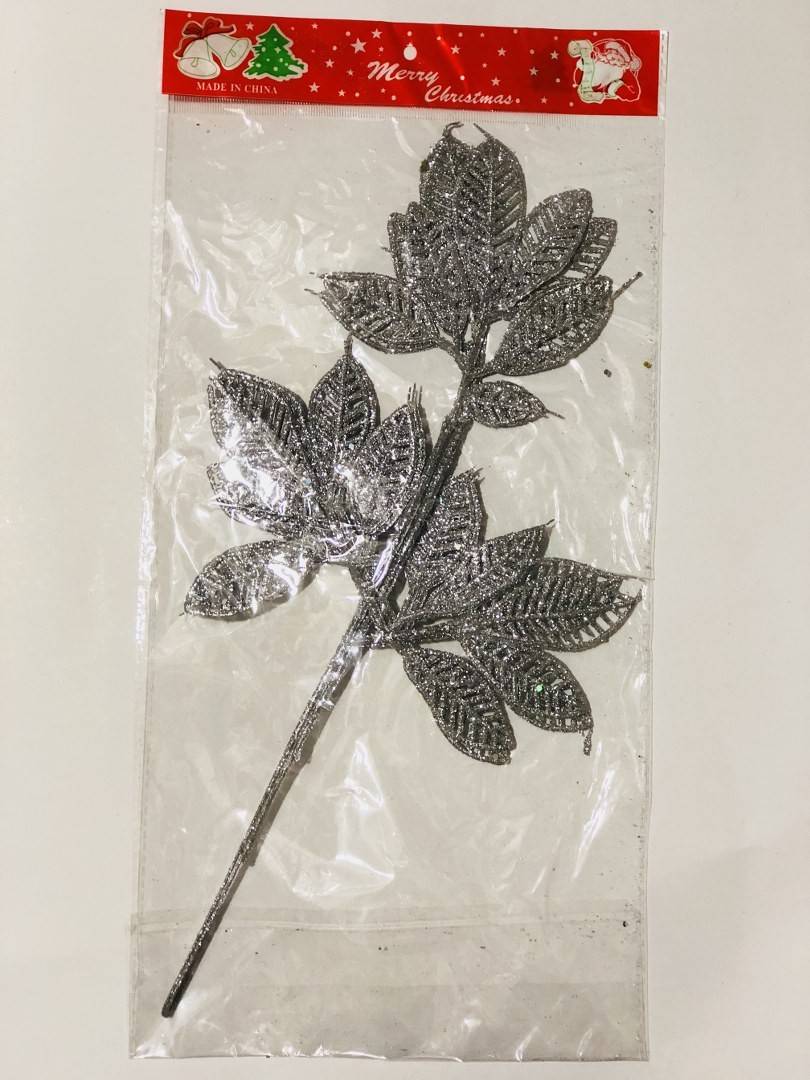 Set 2 ramurele cu frunze argintii pentru ornamente