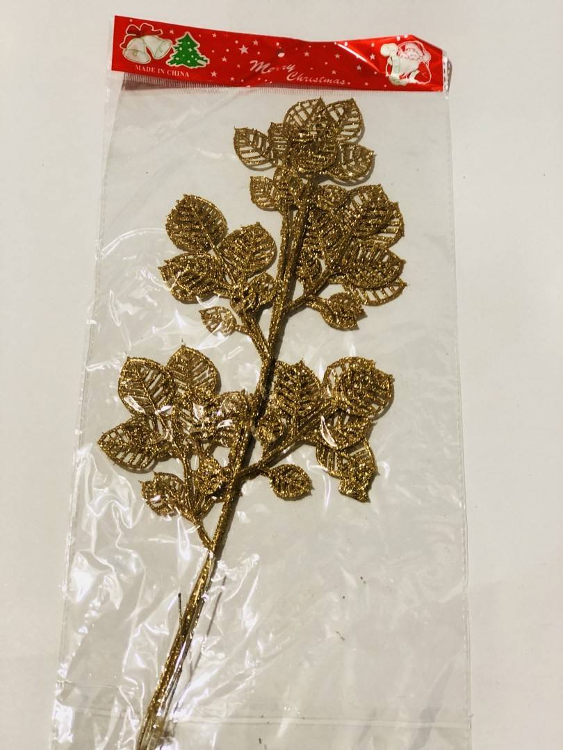 Set 2 ramurele cu frunze aurii pentru ornamente