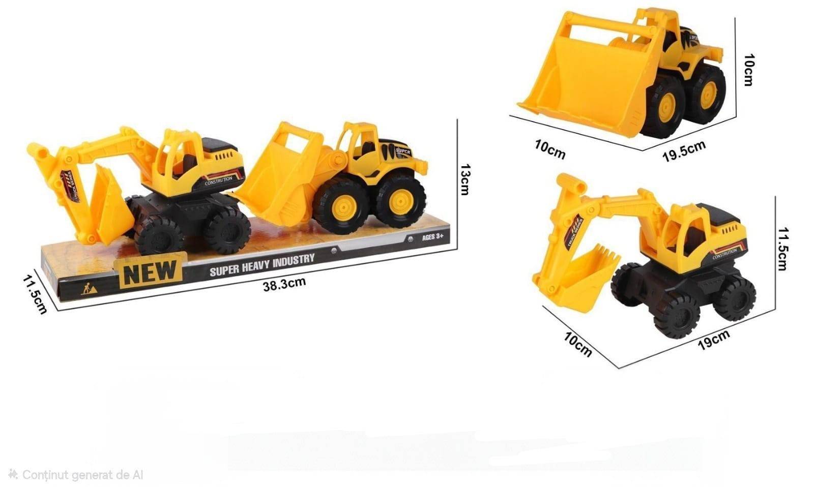 Set 2 utilaje de constructii, excavator si incarcator frontal