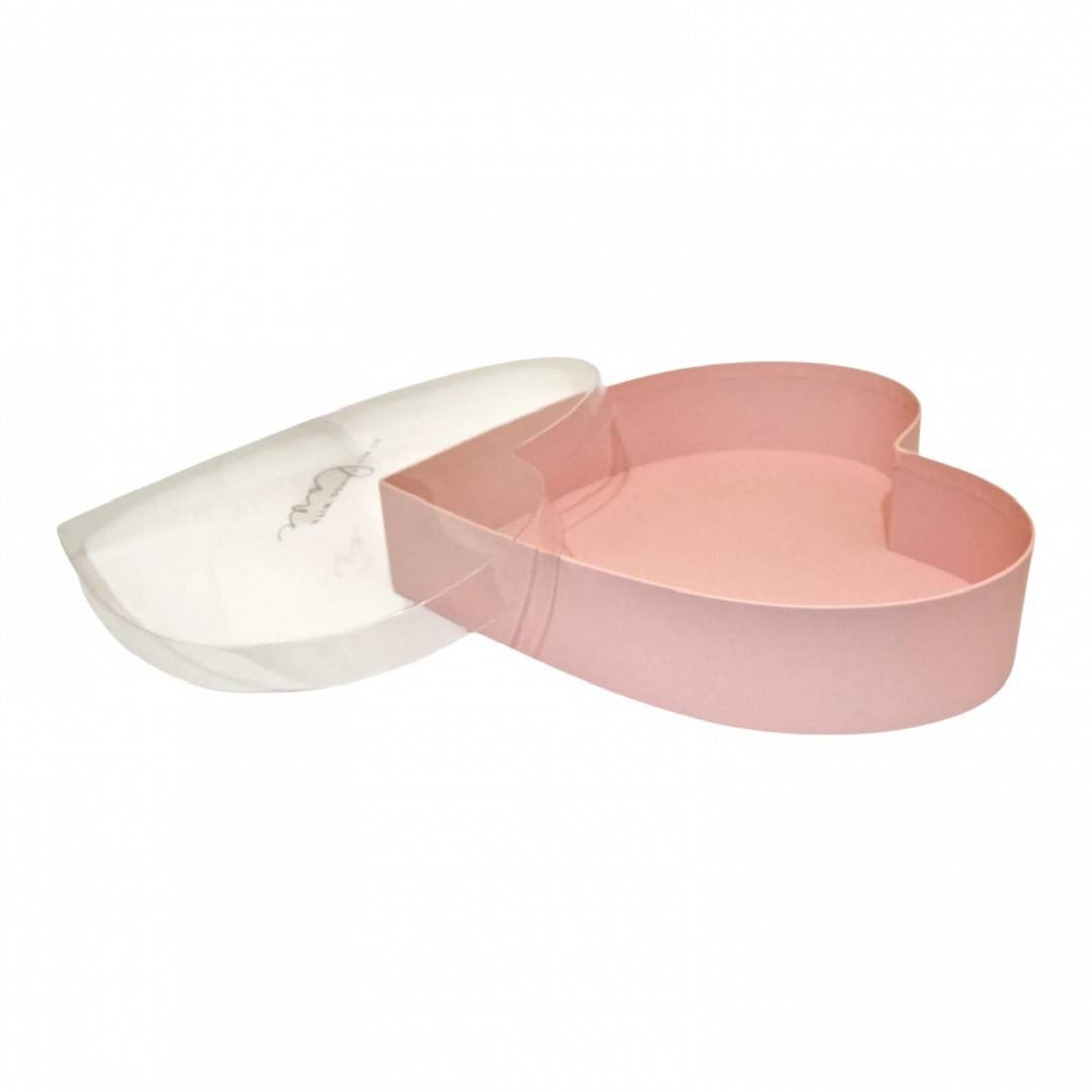 Set 3 Cutii în Formă de Inimă cu Capac Transparent „Do all things with love”, Roz