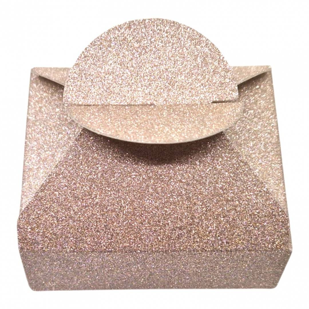 Set 4 Cutii Cadou cu Sclipici, 7.5x6.2x3 cm, Rose Gold