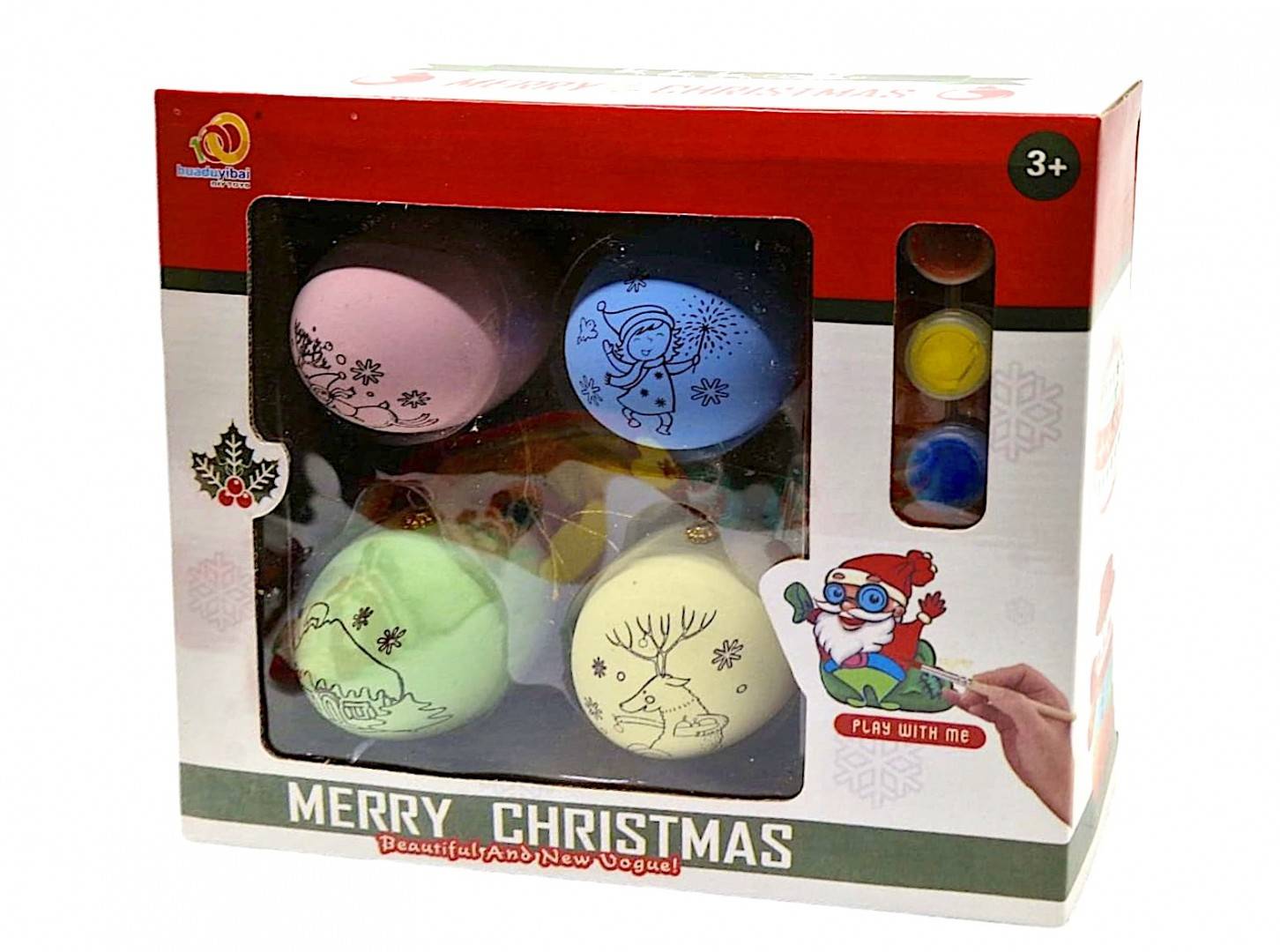 Set 4 globuri de Craciun pentru colorat, creeaza-ti propriile decoratiuni magice