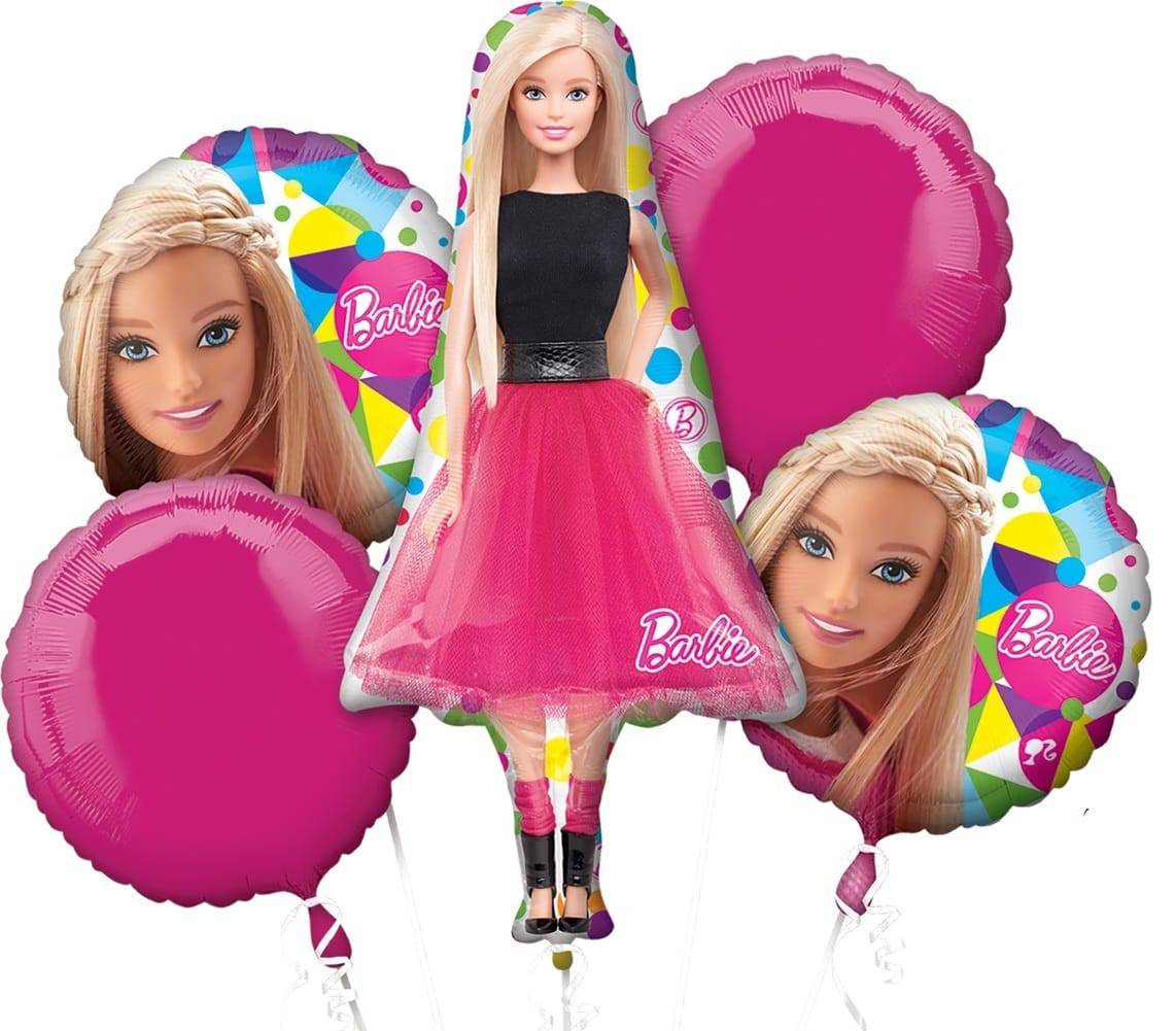 set 5 baloane folie cu supapa de autoetansare, figurina 70 cm, roz