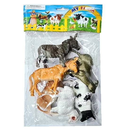 set 6 figurine animale domestice, vaca, bivol, oaie, cal, magar, tap, 11-14 cm