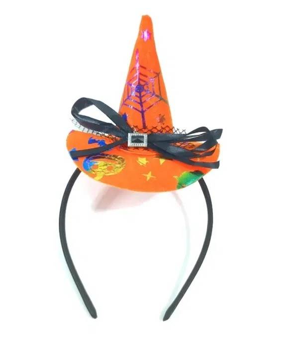 Set costum vrajitoare Halloween pentru copii, fustita si bentita cu palarie, 3-8 ani