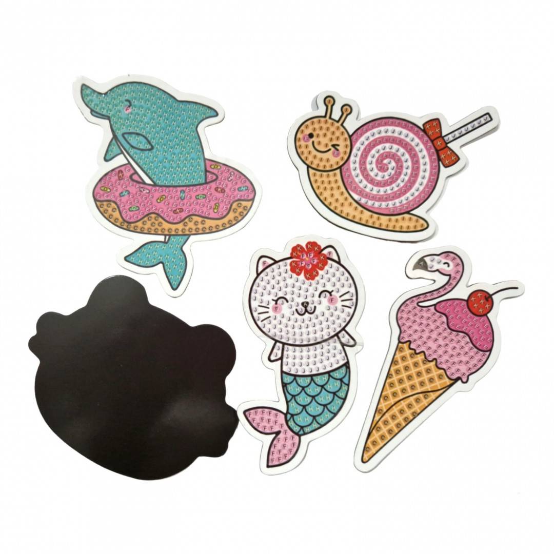 set creativ de pictura cu diamante, 5 figurine magnetice