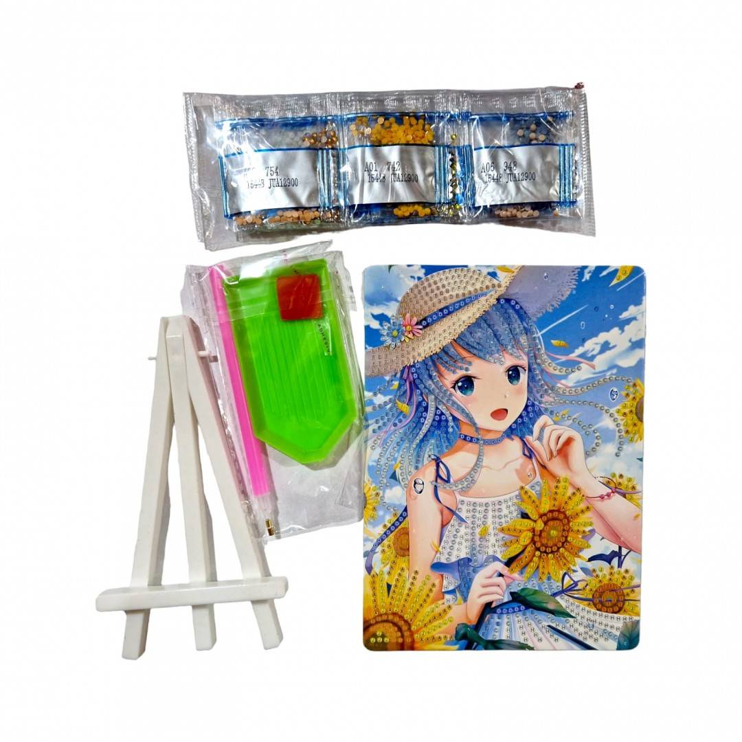 Set creativ de pictura cu diamante, tablou cu sevalet, fetita 19x14x2.5 cm
