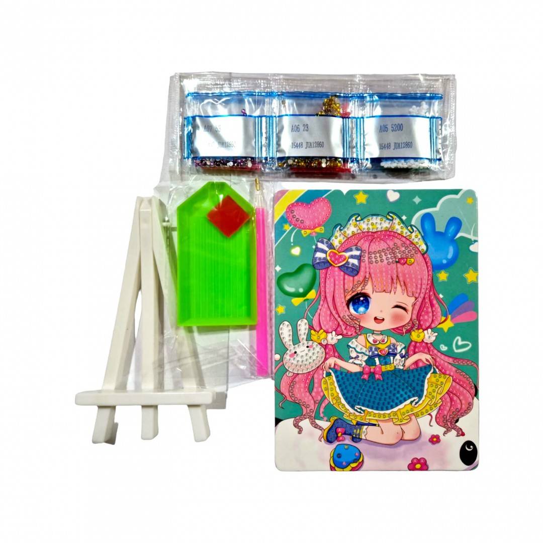 Set creativ de pictura cu diamante, tablou cu sevalet, fetita 19x14x2.5 cm