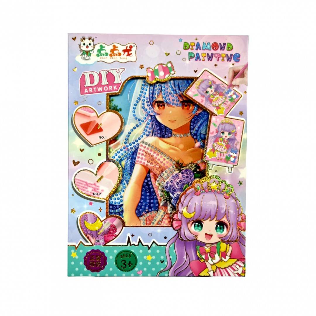 Set creativ de pictura cu diamante, tablou cu sevalet, fetita 19x14x2.5 cm