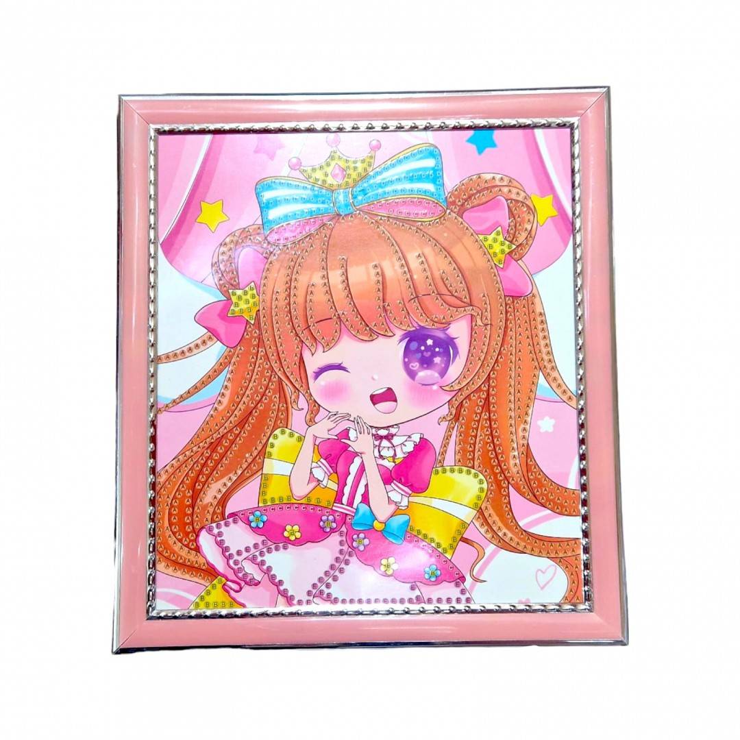 Set creativ de pictura cu diamante, tablou fetita 18x20 cm