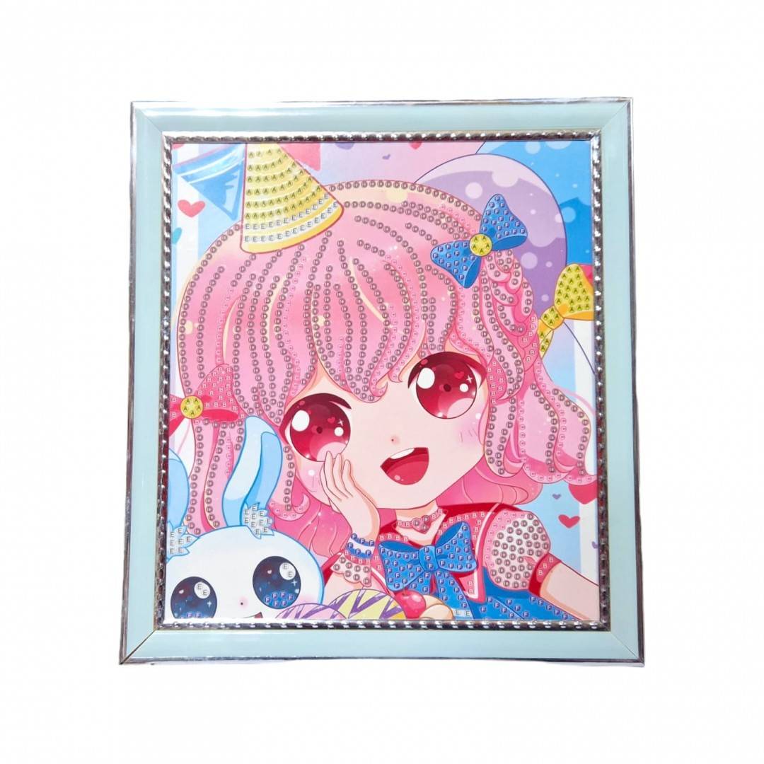 Set creativ de pictura cu diamante, tablou fetita 18x20 cm