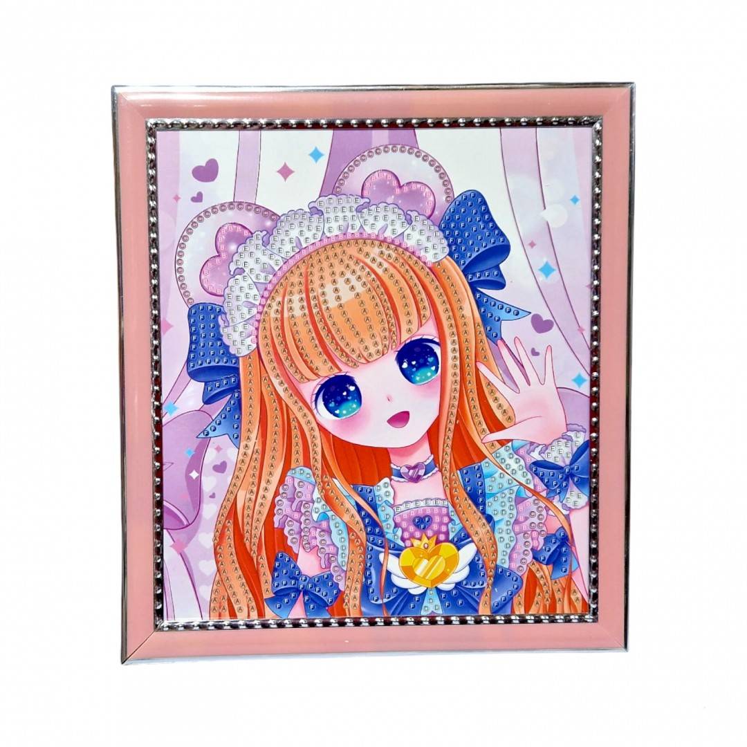Set creativ de pictura cu diamante, tablou fetita 18x20 cm