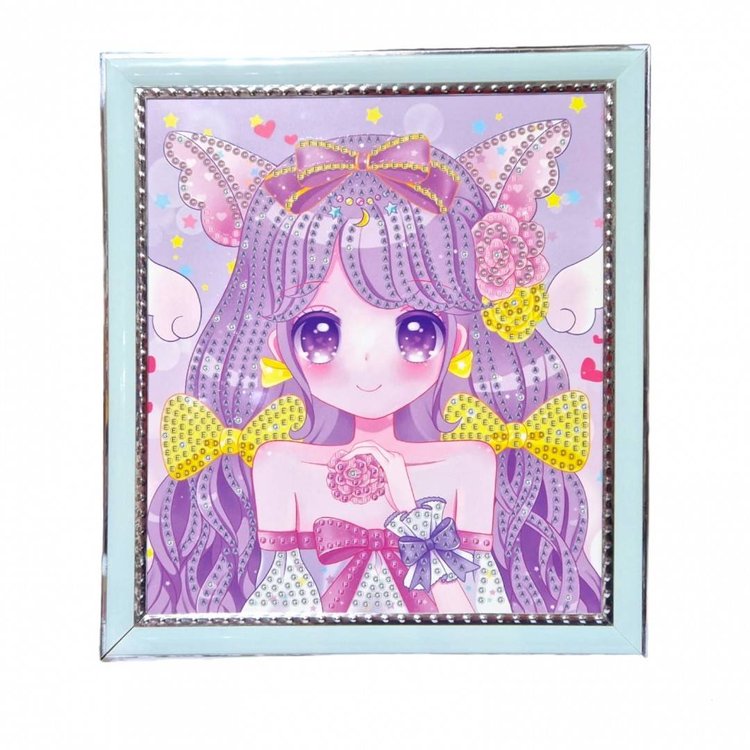 Set creativ de pictura cu diamante, tablou fetita 18x20 cm