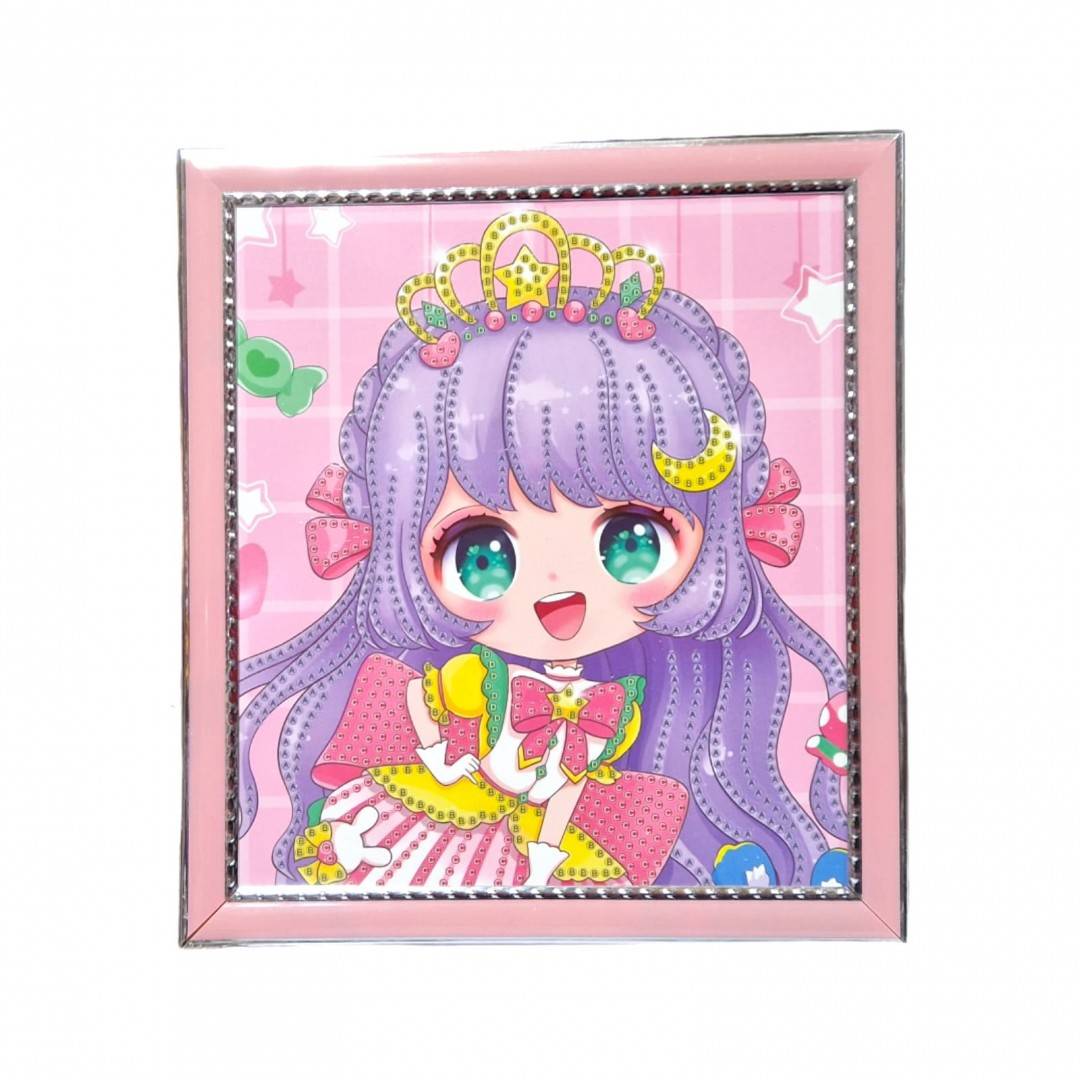 Set creativ de pictura cu diamante, tablou fetita 18x20 cm