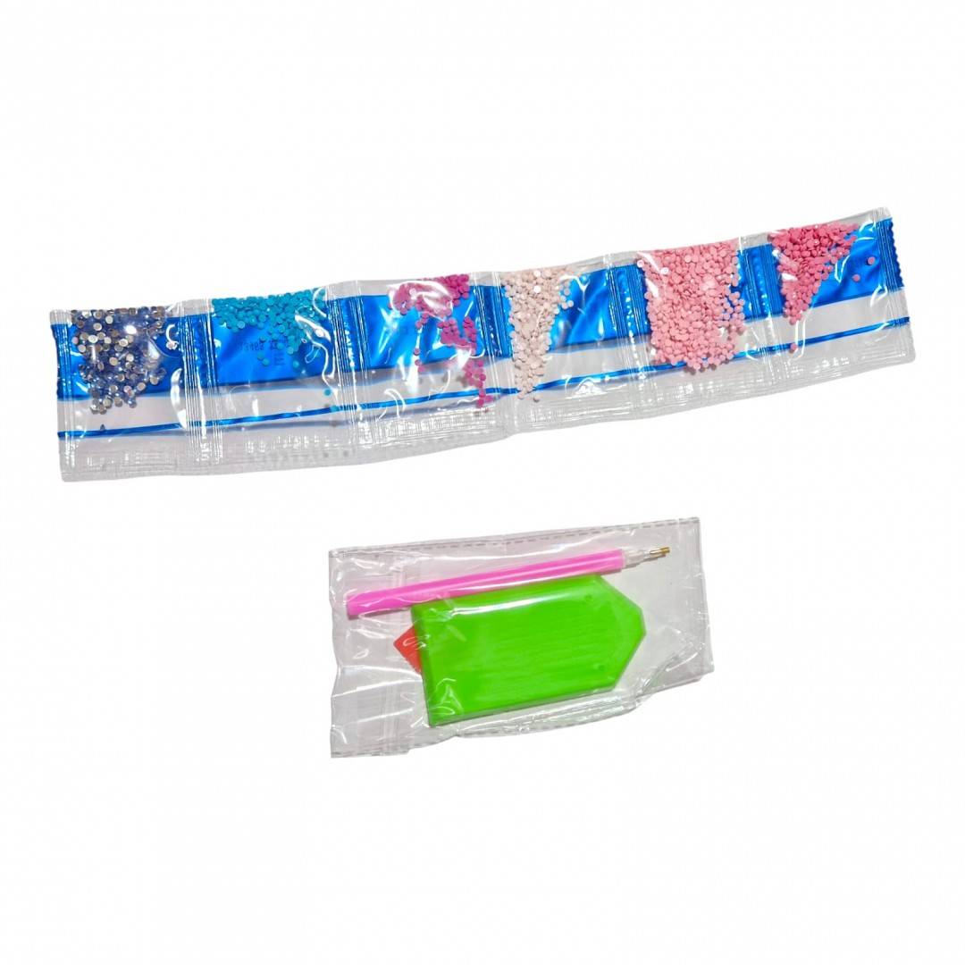 Set creativ de pictura cu diamante, tablou fetita 18x20 cm
