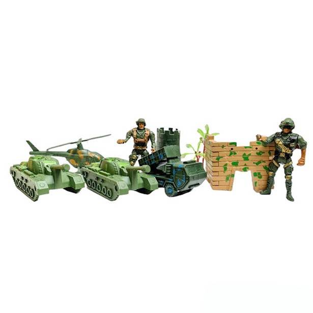 set militar cu harta, soldati si vehicule militare, 12 piese, verde