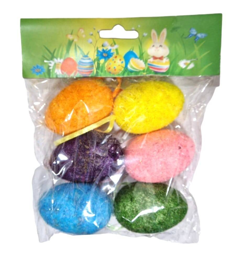set oua decorative de Paste, de agatat, set 6 buc multicolore, 5.5 cm