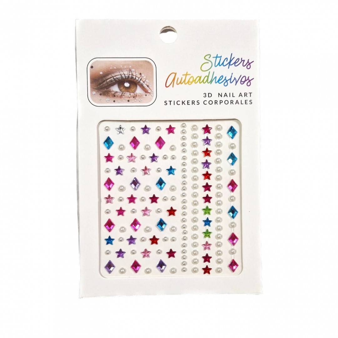 sticker cristale si perle autoadezive, 150 buc, multicolor