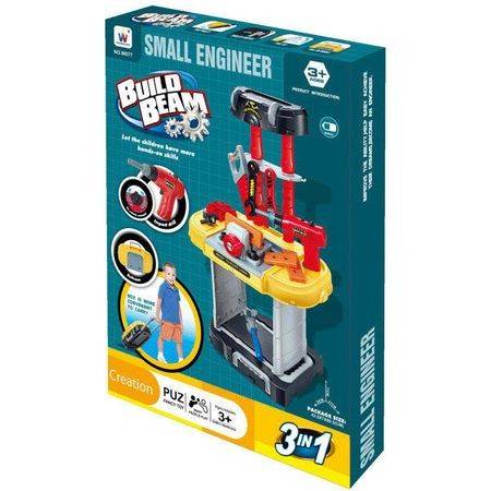Trusa de scule tip Troller, SMALL ENGINEER, bormasina functionala, 20 piese, 71 cm inaltime 