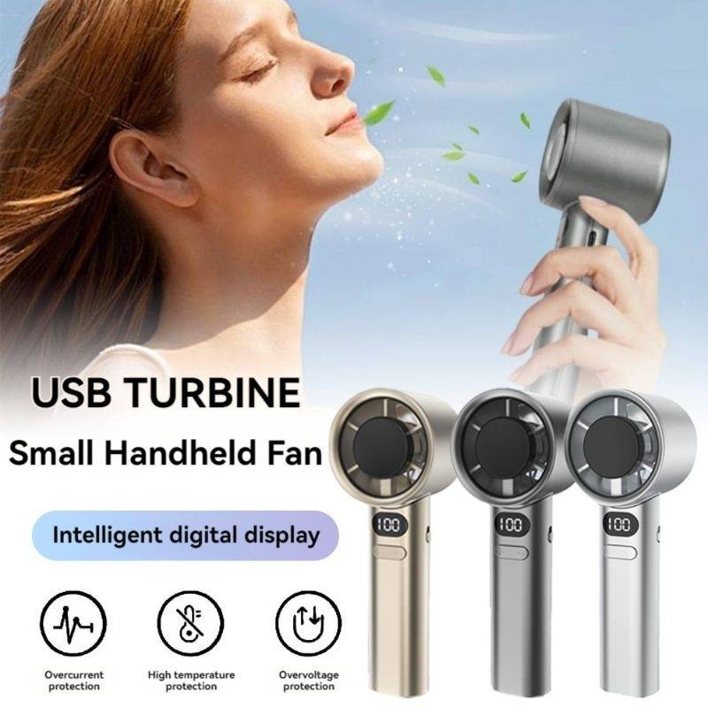 Ventilator Portabil cu Ecran Digital, 120 Trepte de Viteză și Suport de Birou pentru Telefon, Gri