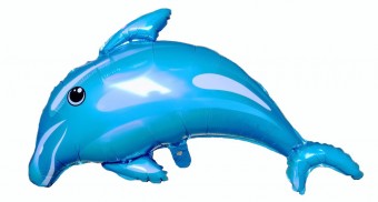 balon folie, supapa de autoetansare, delfin albastru 88 x 60 cm