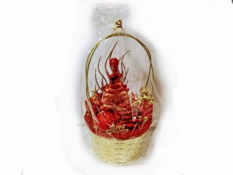 decoratiune Craciun cos Merry Christmas, ornament pentru birou, inaltime 23 cm