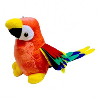 jucarie de plus, Goki, papagal catifelat cu sunete, aripi multicolore si posibilitate de agatare, roz, 20 cm