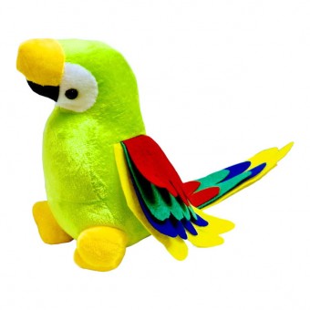 jucarie de plus, Goki, papagal catifelat cu sunete, aripi multicolore si posibilitate de agatare, verde, 20 cm