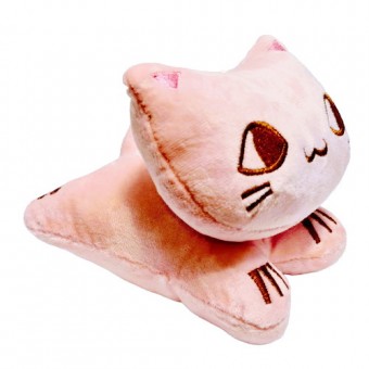 jucarie de plus, pisica cu detalii brodate, roz, 18 cm
