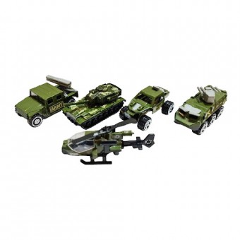 set 4 masini metalice de armata, elicopter militar, 1:50, verde