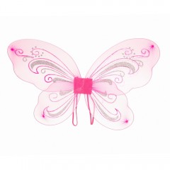aripi de fluture pe cadru metalic modelabil, roz cu sclipici argintiu