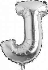 balon din folie metalizata, argintiu, 80 cm, litera J