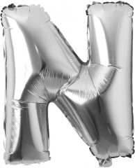 balon din folie metalizata, argintiu, 80 cm, litera N