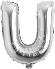 balon din folie metalizata, argintiu, 80 cm, litera U