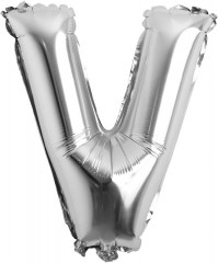 balon din folie metalizata, argintiu, 80 cm, litera V