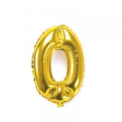 balon din folie metalizata, auriu, 40 cm, cifra 0