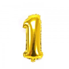 balon din folie metalizata, auriu, 40 cm, cifra 1