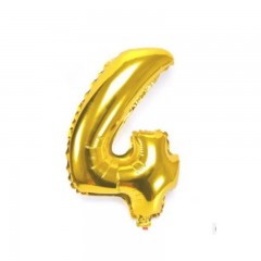 balon din folie metalizata, auriu, 40 cm, cifra 4