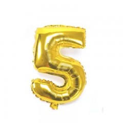balon din folie metalizata, auriu, 40 cm, cifra 5
