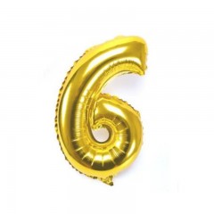 balon din folie metalizata, auriu, 40 cm, cifra 6