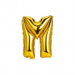 balon din folie metalizata, auriu, 40 cm, litera M