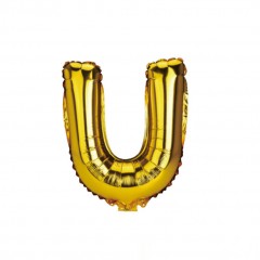 balon din folie metalizata, auriu, 40 cm, litera U