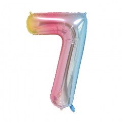 balon din folie metalizata, curcubeu, 40 cm, cifra 7