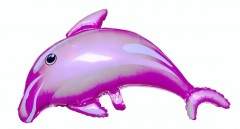 balon folie, supapa de autoetansare, delfin roz 88 x 60 cm