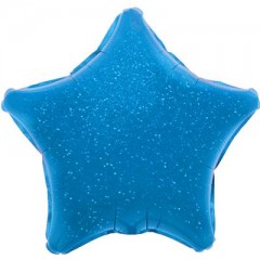 balon in forma de stea, cu efect holografic, 45 cm, albastru