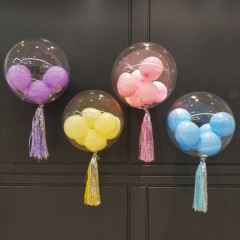 balon jumbo BOBO poliuretan transparent  umplut cu 6 baloane colorate
